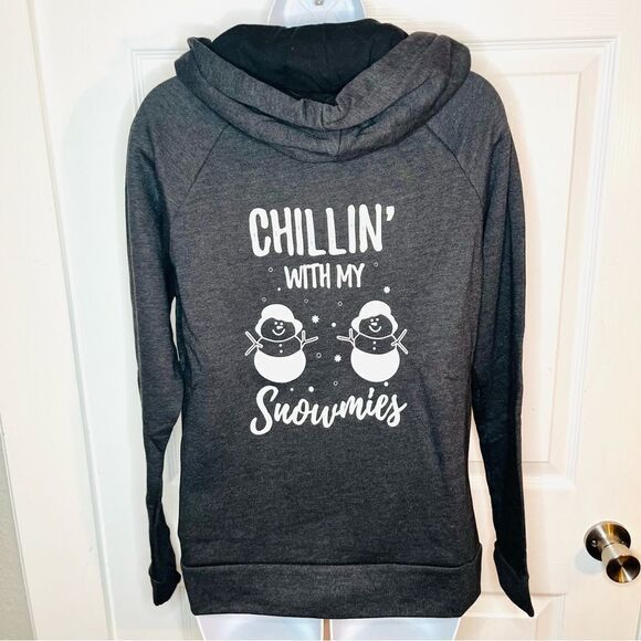 Modcloth Next Level Apparel Gray Zip Up Hoodie Snowman Holiday Design L NWOT - Picture 7 of 11